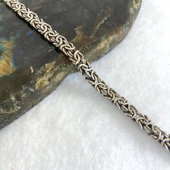 Sterling Silver 925 AK Turkey 6MM Byzantine Birdcage Link Chain Bracelet 7.5" - Picture 6 of 16